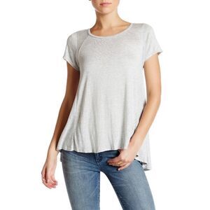 Blank NYC Renegade Women Light Gray New Short Sleeve Round Neck Swing Top Xsmall